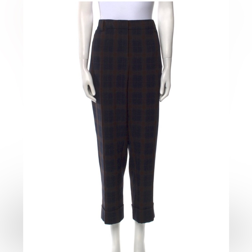 Akris Blue and Brown Plaid Pants EUC